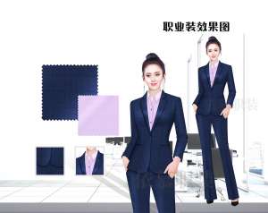 職業(yè)裝定制 時尚職業(yè)裝女士 藏藍(lán)色長