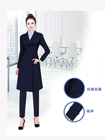 大衣定制，高端時(shí)尚女士大衣定制，藏藍(lán)色女士大衣